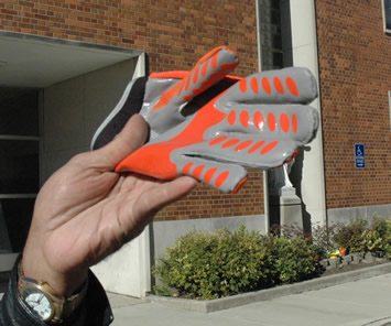 November 1, 2007: A CICS security guard identifying himself as “Roy” (see accompanying picture) tried repeatedly to stop Substance from photographing the statue of the Virgin Mary beside the entrance to the new “public” school now occupying the Immaculate Heart of Mary elementary school building at Spaulding and Byron in Chicago. Substance photo by George N. Schmidt.